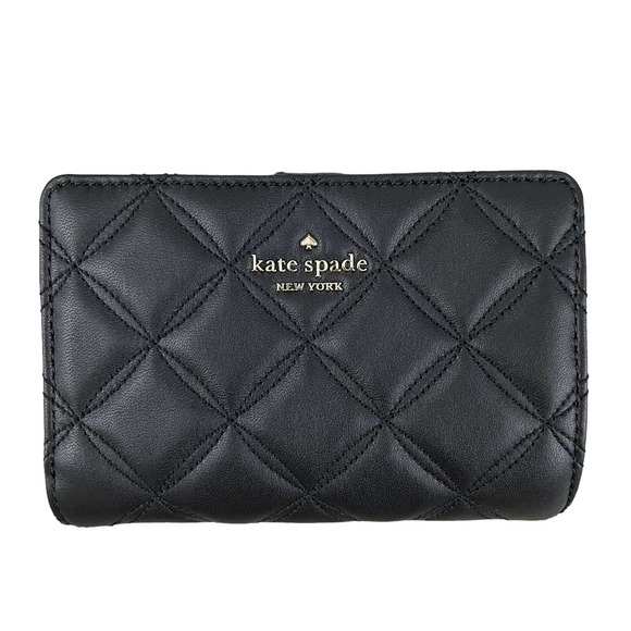 NEW Kate Spade Natalia Quilted Bifold Wallet Medium Compact Leather Black - Picture 2 of 9